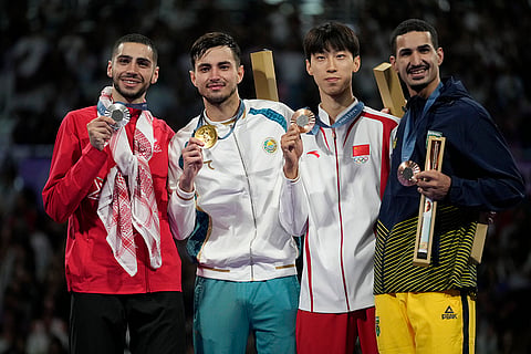 Men's 68kg Taekwondo: Jordan's Zaid Kareem (Silver), Uzbekistan's Ulugbek Rashitov (Gold), China's Liang Yushuai (Bronze) and Brazil's Edival Pontes (Bronze)